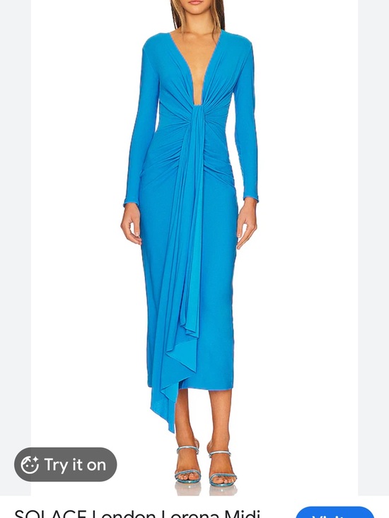 Solace London Dresses & Skirts - Solace London Women's Long Sleeve Turquoise Knot-Front Maxi Dress